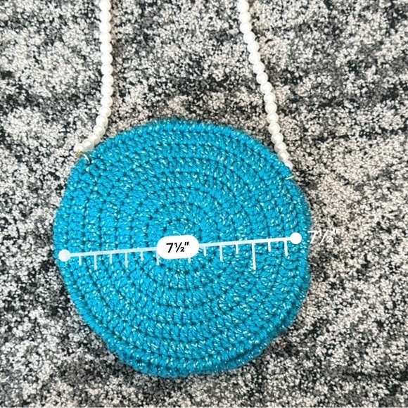 Hand Crocheted Sparkling Blue Rose Purse - Picture 13 of 15